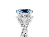White gold Oval Cut Aquamarine Halo Twist Band Solitaire Prong Setting Ring_5