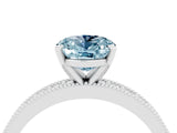 White gold Oval Cut Aquamarine Milgrain Pavé Engagement Ring with Four-Prong Setting_16