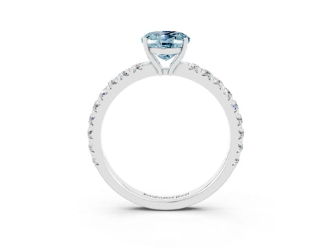 White gold Oval Cut Aquamarine Pavé Solitaire Engagement Ring with Four-Prong Setting_15