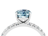 White gold Oval Cut Aquamarine Pavé Solitaire Ring with Round Band and Prong Setting_40