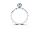 White gold Oval Cut Aquamarine Pave Band Solitaire Ring with Four-Prong Setting_27