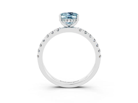 White gold Oval Cut Aquamarine Pave Band Solitaire Ring with Four-Prong Setting_27