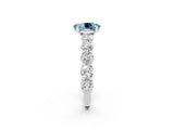 White gold Oval Cut Aquamarine Prong Setting with Side Stones on a Pave Band_2