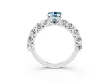 White gold Oval Cut Aquamarine Prong Setting with Side Stones on a Pave Band_3