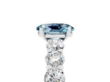 White gold Oval Cut Aquamarine Prong Setting with Side Stones on a Pave Band_5