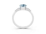 White gold Oval Cut Aquamarine Ring with Side Stones and Four-Prong Setting_99