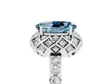 White gold Oval Cut Aquamarine Scalloped Halo Engagement Ring with Round Shared Prong Band_17