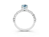White gold Oval Cut Aquamarine Side Stone Solitaire Ring with Round  and Four-Prong Setting_51