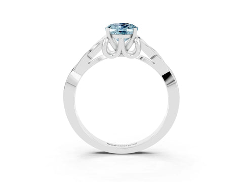 White gold Oval Cut Aquamarine Solitaire Celtic Knot Ring with Four-Prong Setting_15