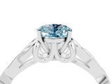 White gold Oval Cut Aquamarine Solitaire Celtic Knot Ring with Four-Prong Setting_16