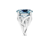 White gold Oval Cut Aquamarine Solitaire Celtic Knot Ring with Four-Prong Setting_17
