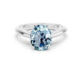 White gold Oval Cut Aquamarine Solitaire Engagement Ring with Cathedral Setting and Four-Prong Mount_24