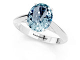 White gold Oval Cut Aquamarine Solitaire Engagement Ring with Cathedral Setting and Four-Prong Mount_25