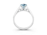 White gold Oval Cut Aquamarine Solitaire Engagement Ring with Cathedral Setting and Four-Prong Mount_27