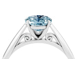 White gold Oval Cut Aquamarine Solitaire Engagement Ring with Cathedral Setting and Four-Prong Mount_28