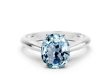 White gold Oval Cut Aquamarine Solitaire Engagement Ring with Cathedral Setting and Four-Prong Mount_30