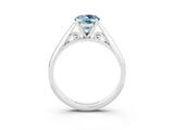 White gold Oval Cut Aquamarine Solitaire Engagement Ring with Cathedral Setting and Four-Prong Mount_33