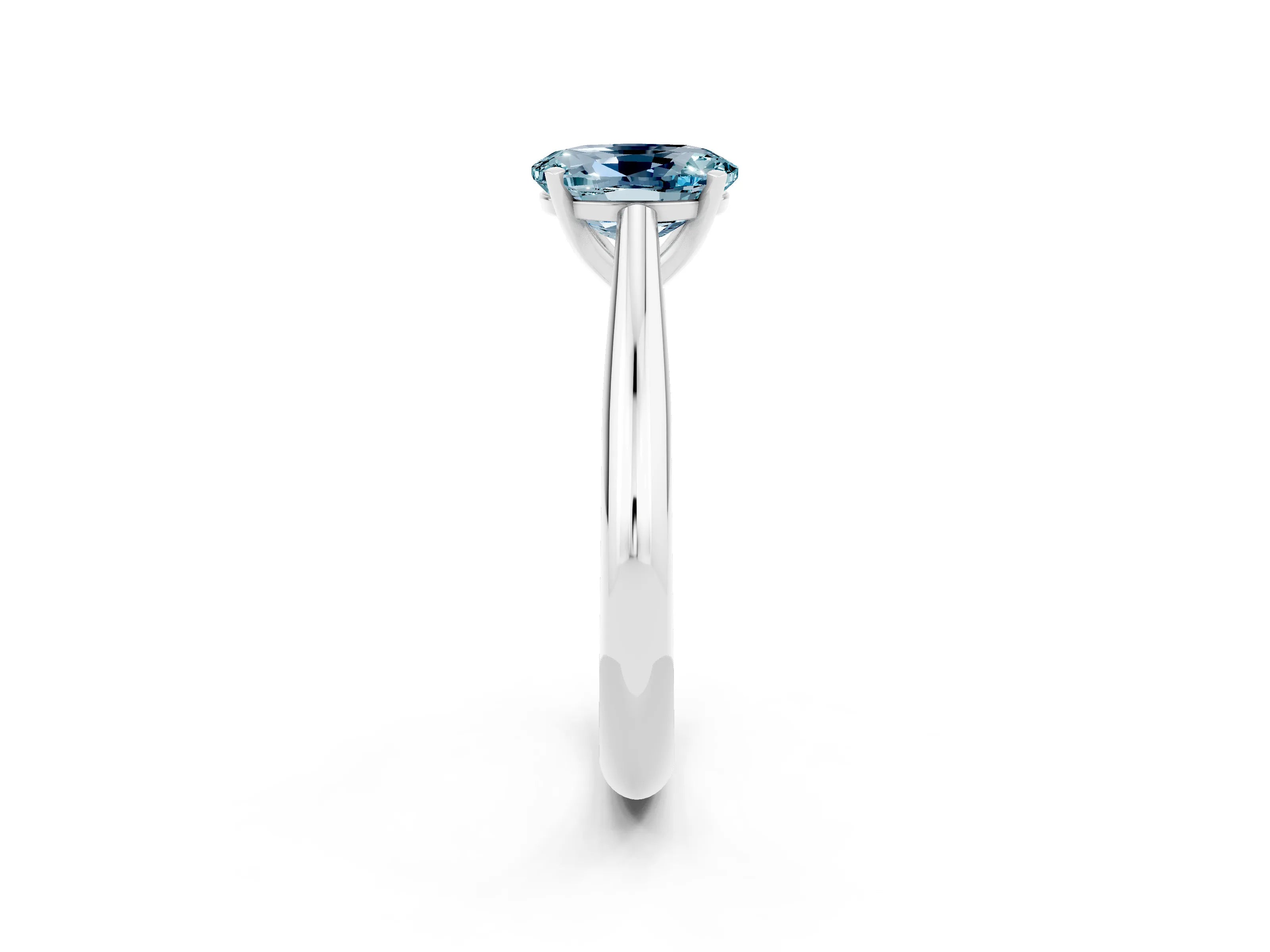 White gold Oval Cut Aquamarine Solitaire Engagement Ring with Cathedral Setting and Four-Prong Mount_50