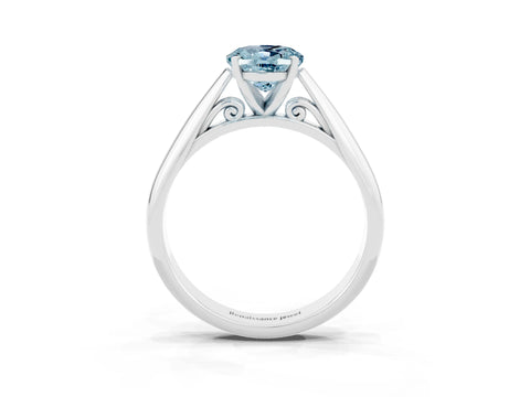 White gold Oval Cut Aquamarine Solitaire Engagement Ring with Cathedral Setting and Four-Prong Mount_51