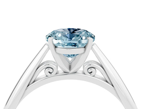 White gold Oval Cut Aquamarine Solitaire Engagement Ring with Cathedral Setting and Four-Prong Mount_52