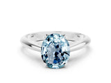 White gold Oval Cut Aquamarine Solitaire Engagement Ring with Cathedral Setting and Four-Prong Mount_96