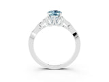 White gold Oval Cut Aquamarine Solitaire Engagement Ring with Celtic Knot Band and Four-Prong Setting_3