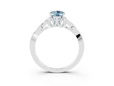 White gold Oval Cut Aquamarine Solitaire Engagement Ring with Celtic Knot Band and Four-Prong Setting_3