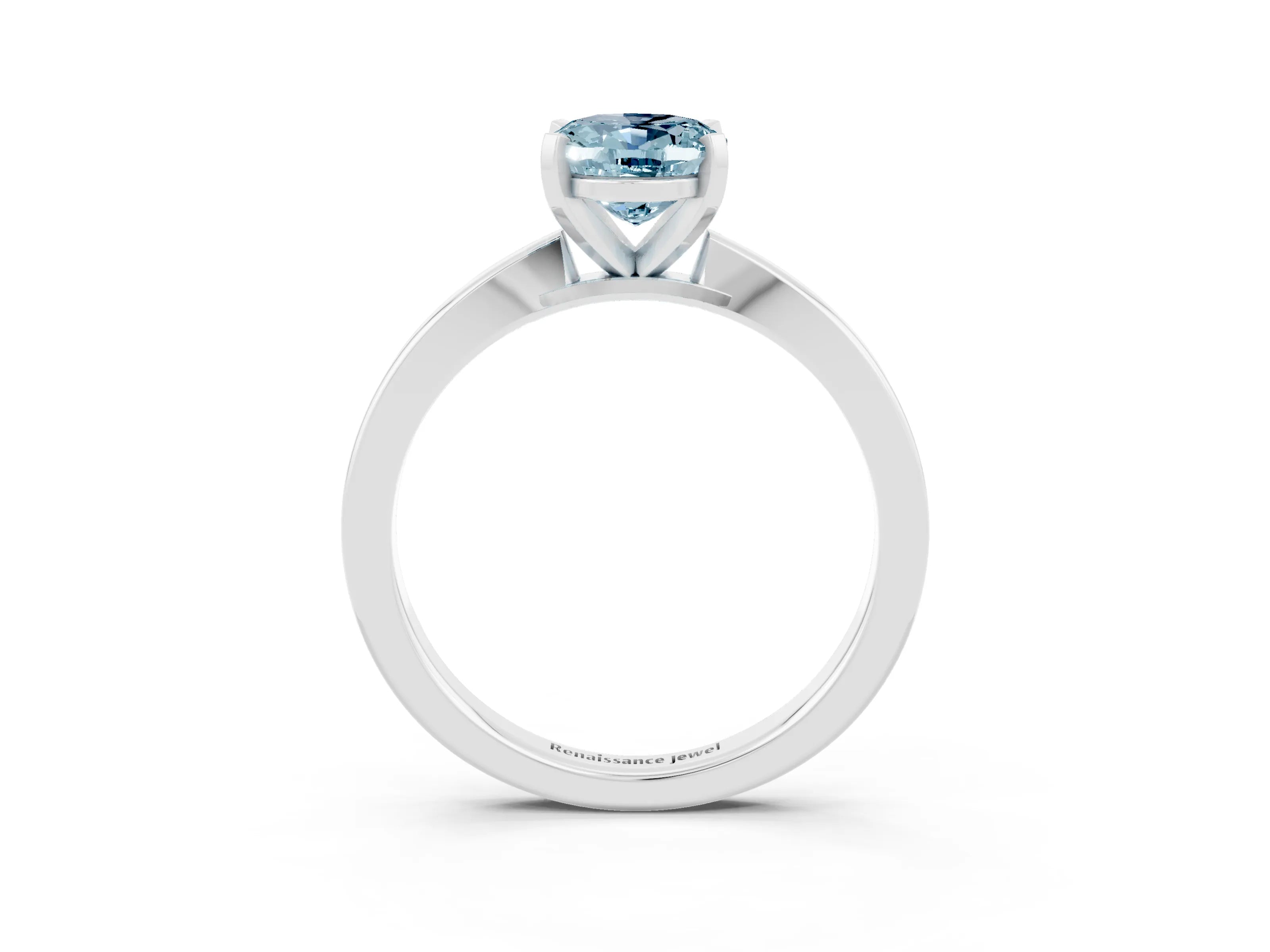 White gold Oval Cut Aquamarine Solitaire Engagement Ring with Classic Band and Four-Prong Setting_27