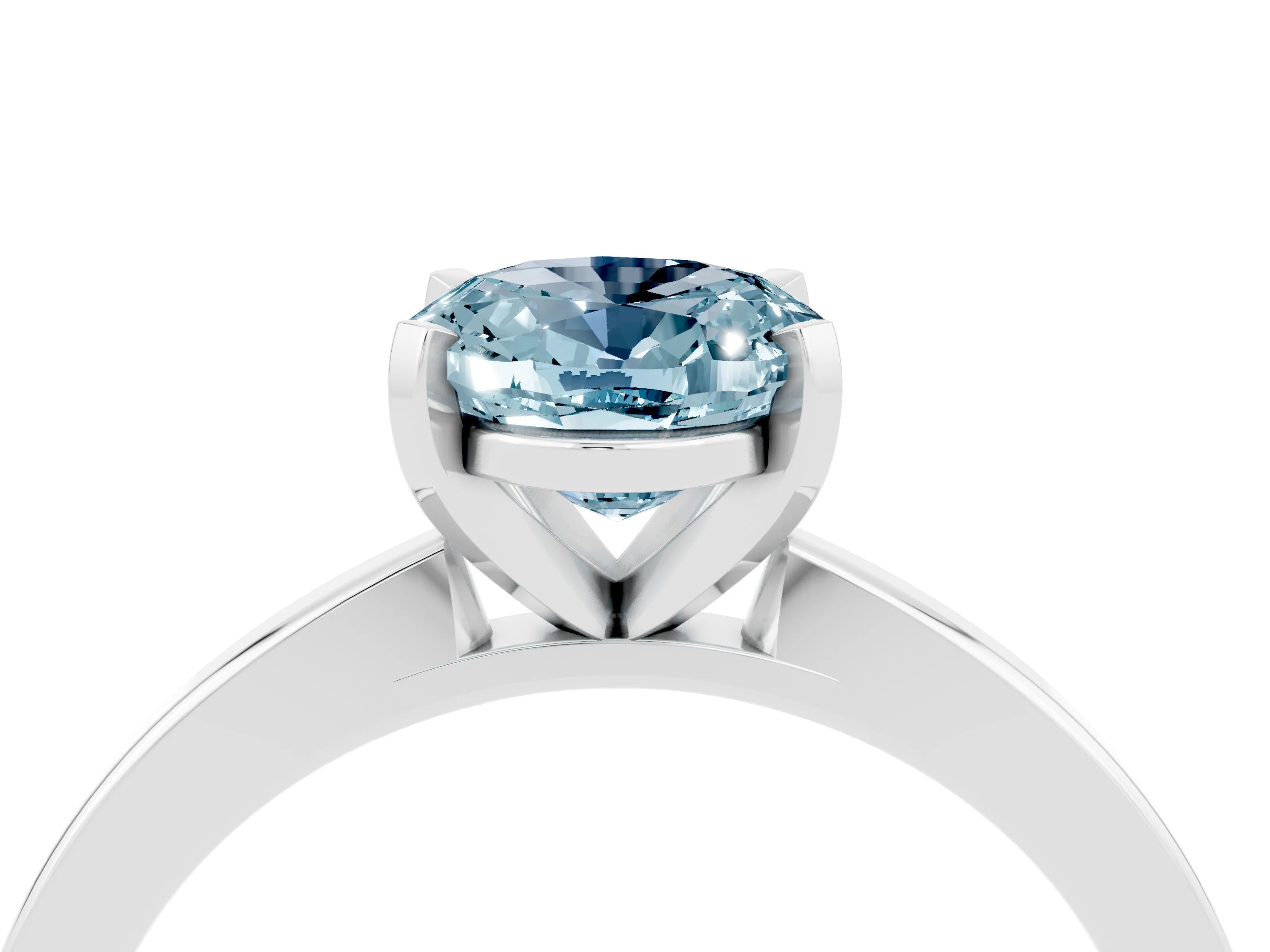 White gold Oval Cut Aquamarine Solitaire Engagement Ring with Classic Band and Four-Prong Setting_28
