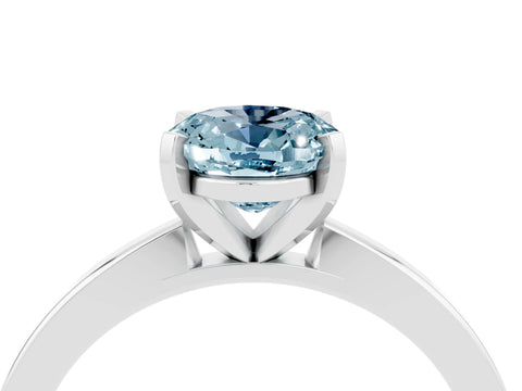 White gold Oval Cut Aquamarine Solitaire Engagement Ring with Classic Band and Four-Prong Setting_28