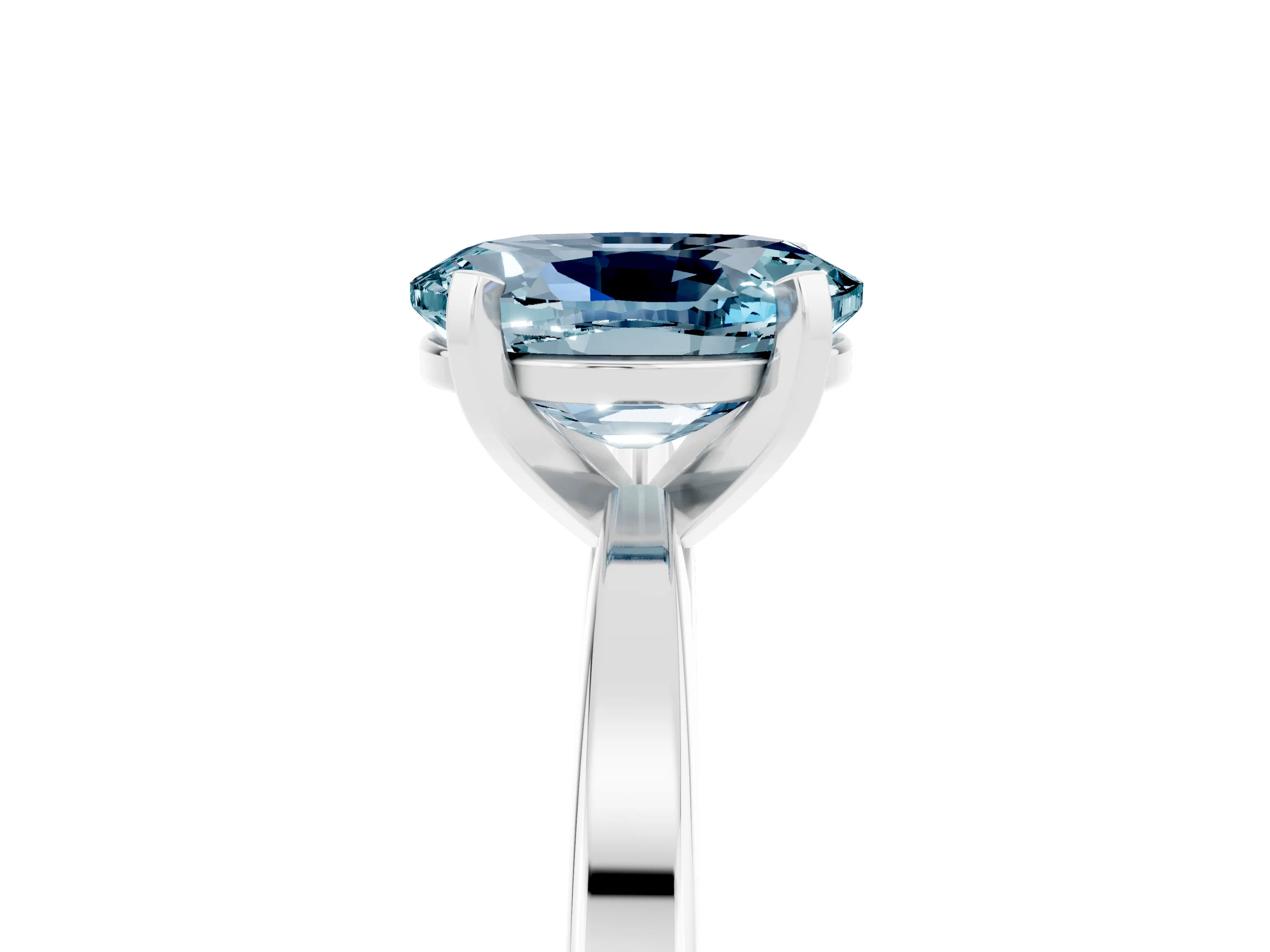 White gold Oval Cut Aquamarine Solitaire Engagement Ring with Classic Band and Four-Prong Setting_29