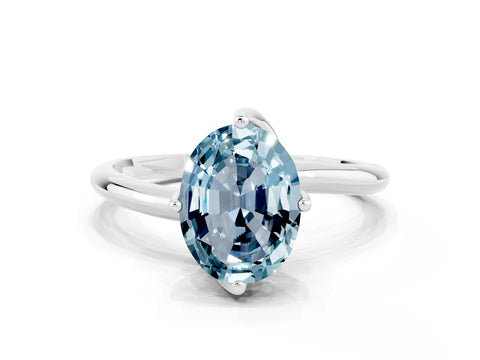 White gold Oval Cut Aquamarine Solitaire Engagement Ring with Four-Prong Setting and Classic Band_12