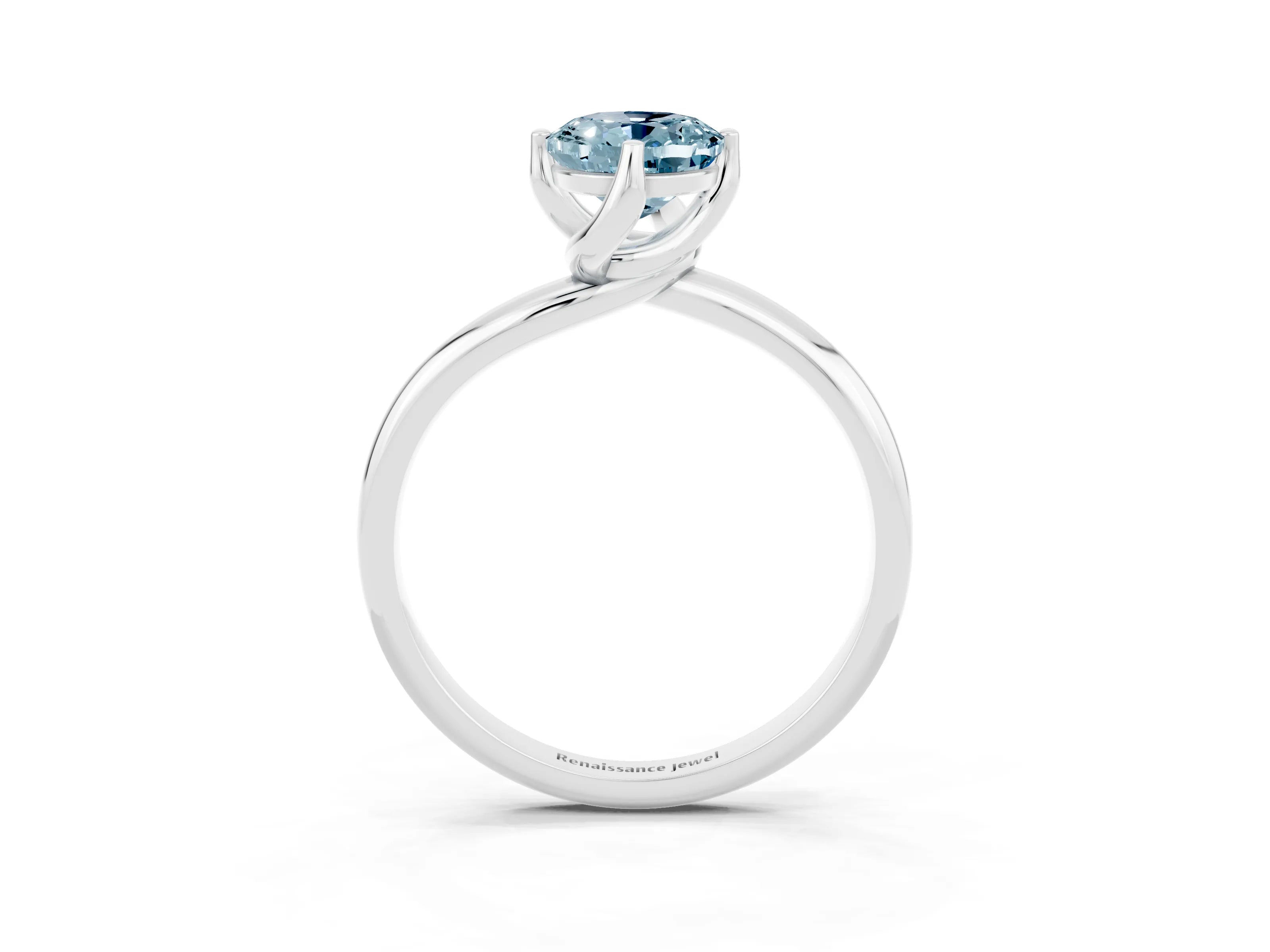 White gold Oval Cut Aquamarine Solitaire Engagement Ring with Four-Prong Setting and Classic Band_15