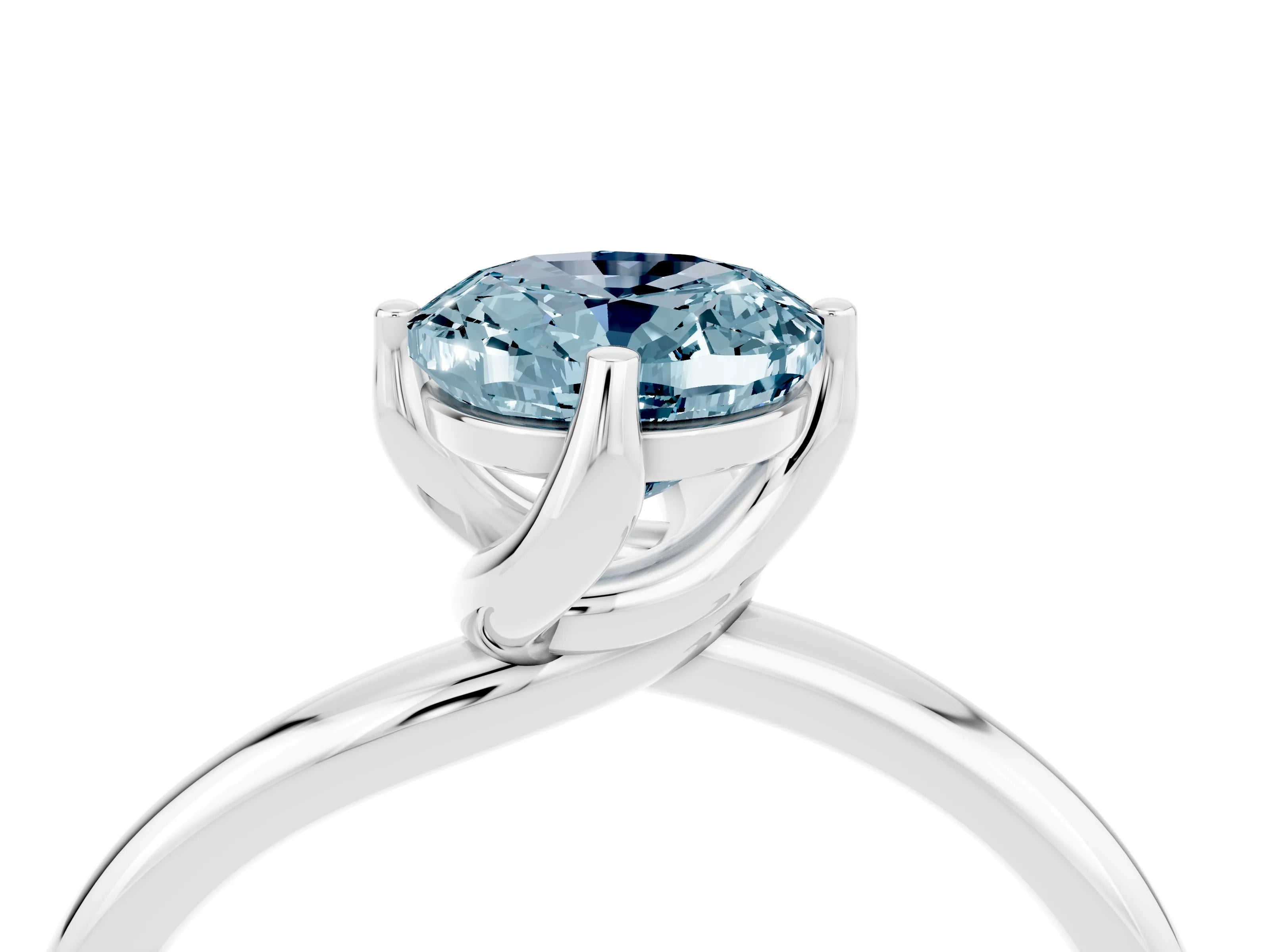 White gold Oval Cut Aquamarine Solitaire Engagement Ring with Four-Prong Setting and Classic Band_16