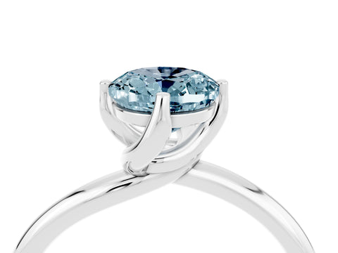 White gold Oval Cut Aquamarine Solitaire Engagement Ring with Four-Prong Setting and Classic Band_16
