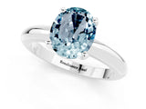 White gold Oval Cut Aquamarine Solitaire Engagement Ring with Round Band and Four-Prong Setting_1