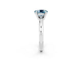White gold Oval Cut Aquamarine Solitaire Engagement Ring with Round Band and Four-Prong Setting_2