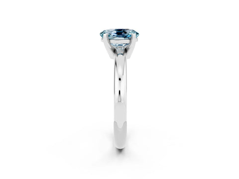 White gold Oval Cut Aquamarine Solitaire Engagement Ring with Round Band and Four-Prong Setting_2