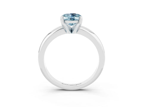 White gold Oval Cut Aquamarine Solitaire Engagement Ring with Round Band and Four-Prong Setting_3