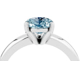 White gold Oval Cut Aquamarine Solitaire Engagement Ring with Round Band and Four-Prong Setting_4