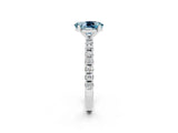 White gold Oval Cut Aquamarine Solitaire Pavé Band with Four-Prong Setting_2