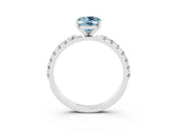 White gold Oval Cut Aquamarine Solitaire Pavé Band with Four-Prong Setting_3