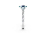 White gold Oval Cut Aquamarine Solitaire Pavé Engagement Ring with Round Band and Prong Setting_14