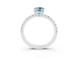 White gold Oval Cut Aquamarine Solitaire Pavé Engagement Ring with Round Band and Prong Setting_15