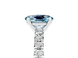 White gold Oval Cut Aquamarine Solitaire Pavé Engagement Ring with Round Band and Prong Setting_17