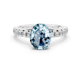 White gold Oval Cut Aquamarine Solitaire Pavé Engagement Ring with Round Band and Prong Setting_72