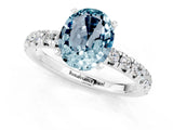 White gold Oval Cut Aquamarine Solitaire Pavé Engagement Ring with Round Band and Prong Setting_73
