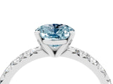 White gold Oval Cut Aquamarine Solitaire Pavé Engagement Ring with Round Band and Prong Setting_76