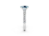White gold Oval Cut Aquamarine Solitaire Pavé Engagement Ring with Round Band and Prong Setting_86