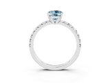 White gold Oval Cut Aquamarine Solitaire Pavé Engagement Ring with Round Band and Prong Setting_87